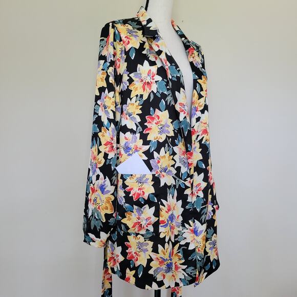 EUC Ava & Viv Size X (14) Open Belted Tie Wrap Jacket Pockets Collar Floral - Picture 6 of 16